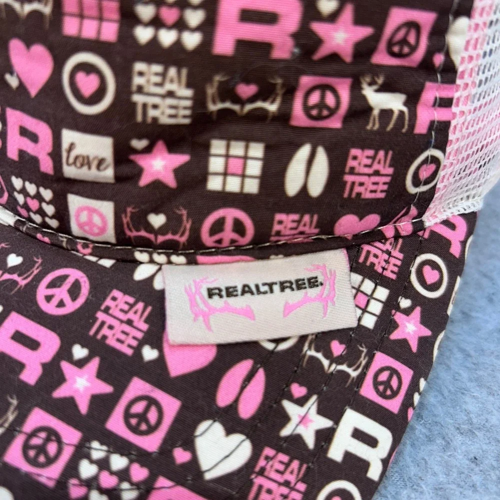 Peace Heart Deer Print Youth Pink Realtree Trucker Hat Mesh Back Adjustable